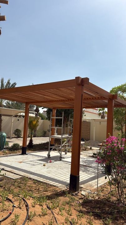 Garden pergola in the villa's outdoor area